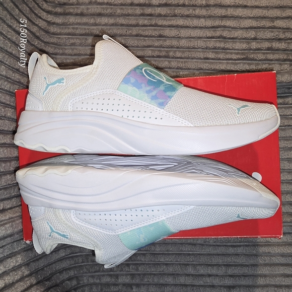 Puma Softride Sophia S0 Script white-bay-gulf stream Slip-on Women's Size 6.5 - Picture 8 of 11